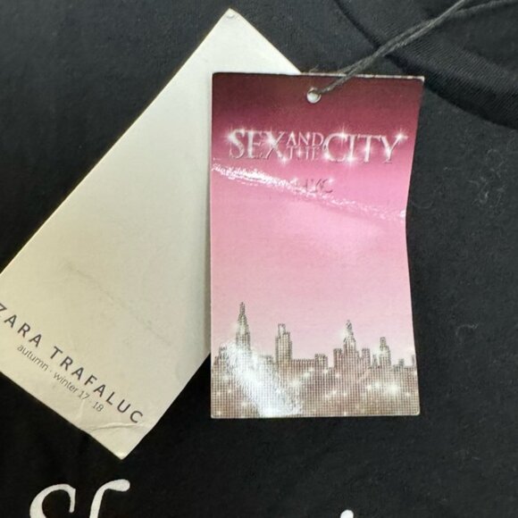 ZARA Tag NEW Shopping is my cardio Sex & the City Graphic T Shirt Crew Top Tee M - Picture 9 of 14